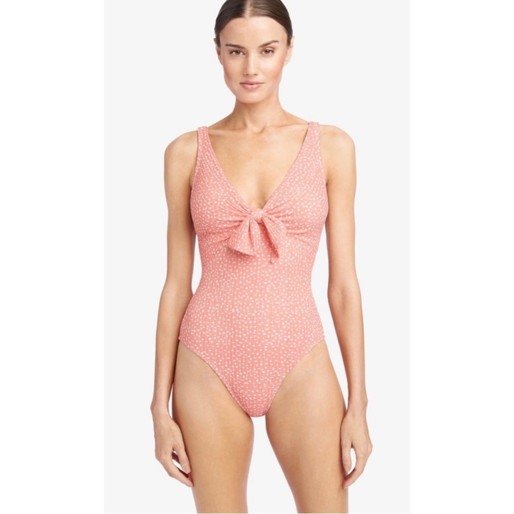 +Robin Piccone's Ally Tie Front Bandeau One Piece Swimsuit Size 10